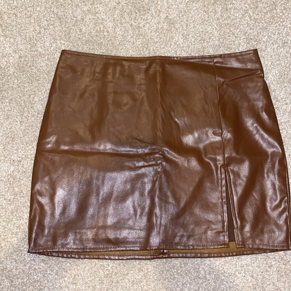 Fashion Nova Dresses & Skirts - Brown Leather Mini Skirt